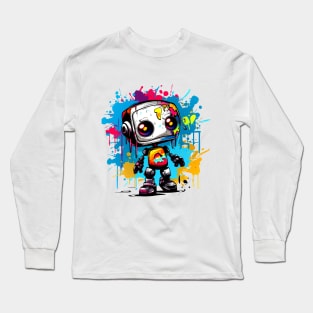 Cute cartoon Robot. Funny cyborg. Long Sleeve T-Shirt